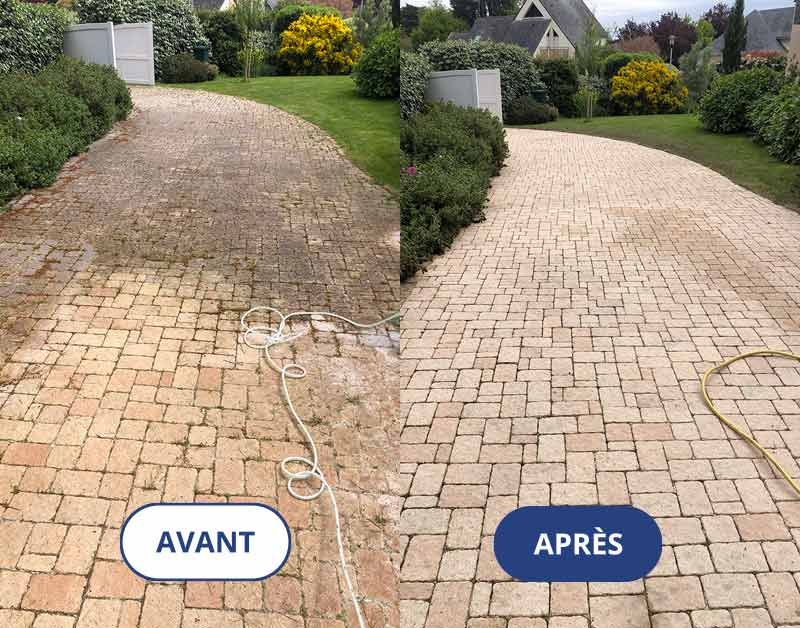 Nettoyage des extérieurs - Truhaud Peintre 56 : artisan sur Lorient (56) dans le Morbihan (56) et le Finistère (29) Nettoyage des extérieurs : Allée, dallage, pavé, muret, terrasse. nettoyage à la vapeur et traitement anti-mousse.